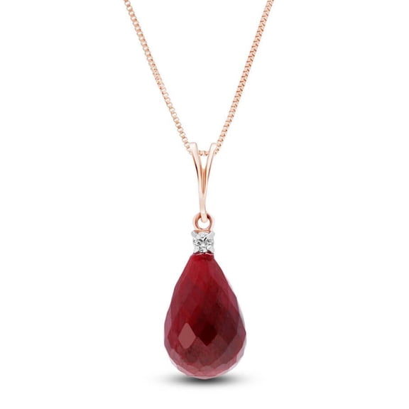 Galaxy Gold 14K Solid Rose Gold 20" Necklace with Natural Diamonds and Ruby, 14"-24" Sizes, July Birthstone, Symbol of Passion