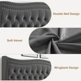 thumbnail image 4 of Miniyam Full Size Wingback Bed with 52" Velvet Upholstered Headboard, Nailhead Trim, Sturdy Wood Slats for Adults, Gray, 4 of 7