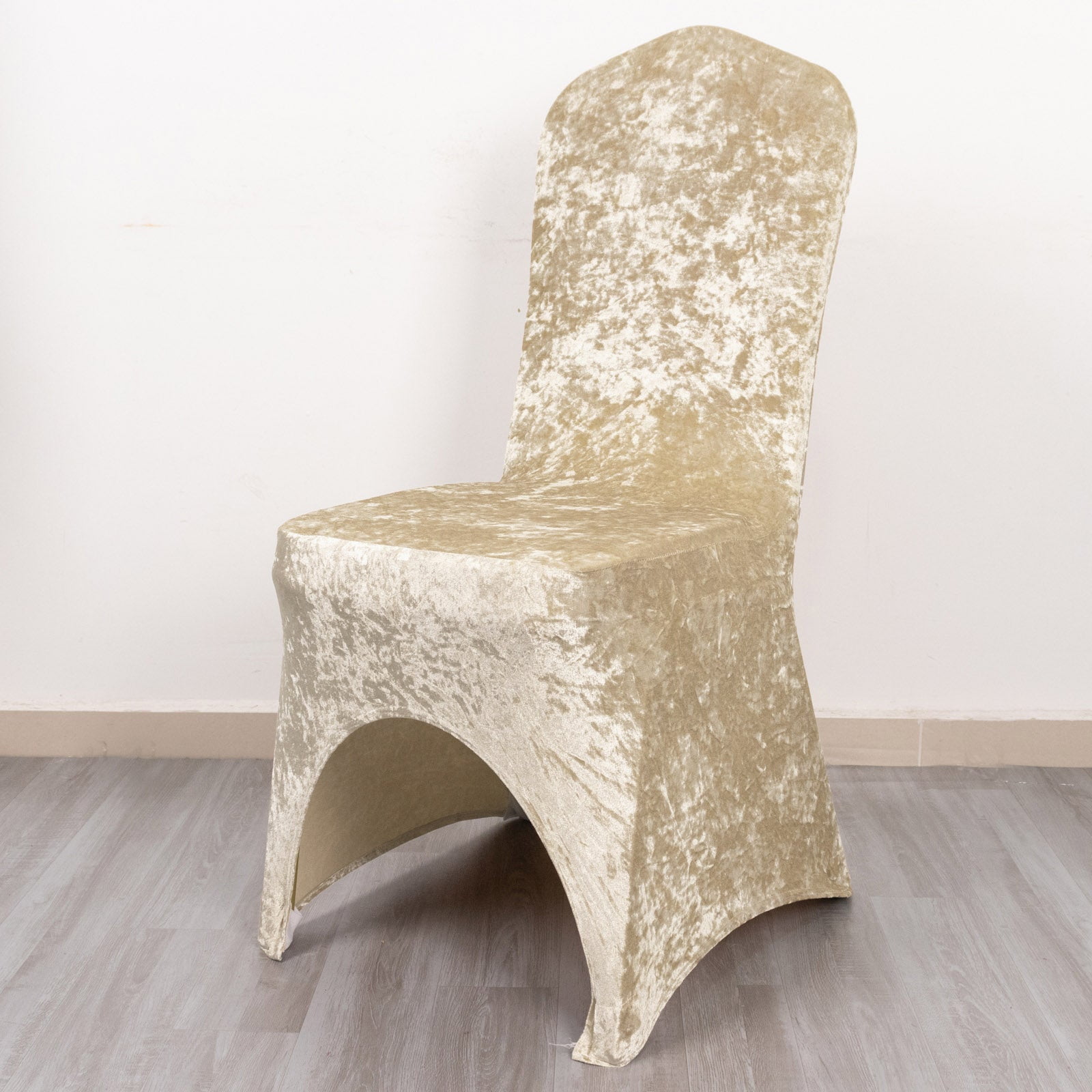 Efavormart Beige Crushed Velvet Spandex Stretch Banquet Chair Cover ...