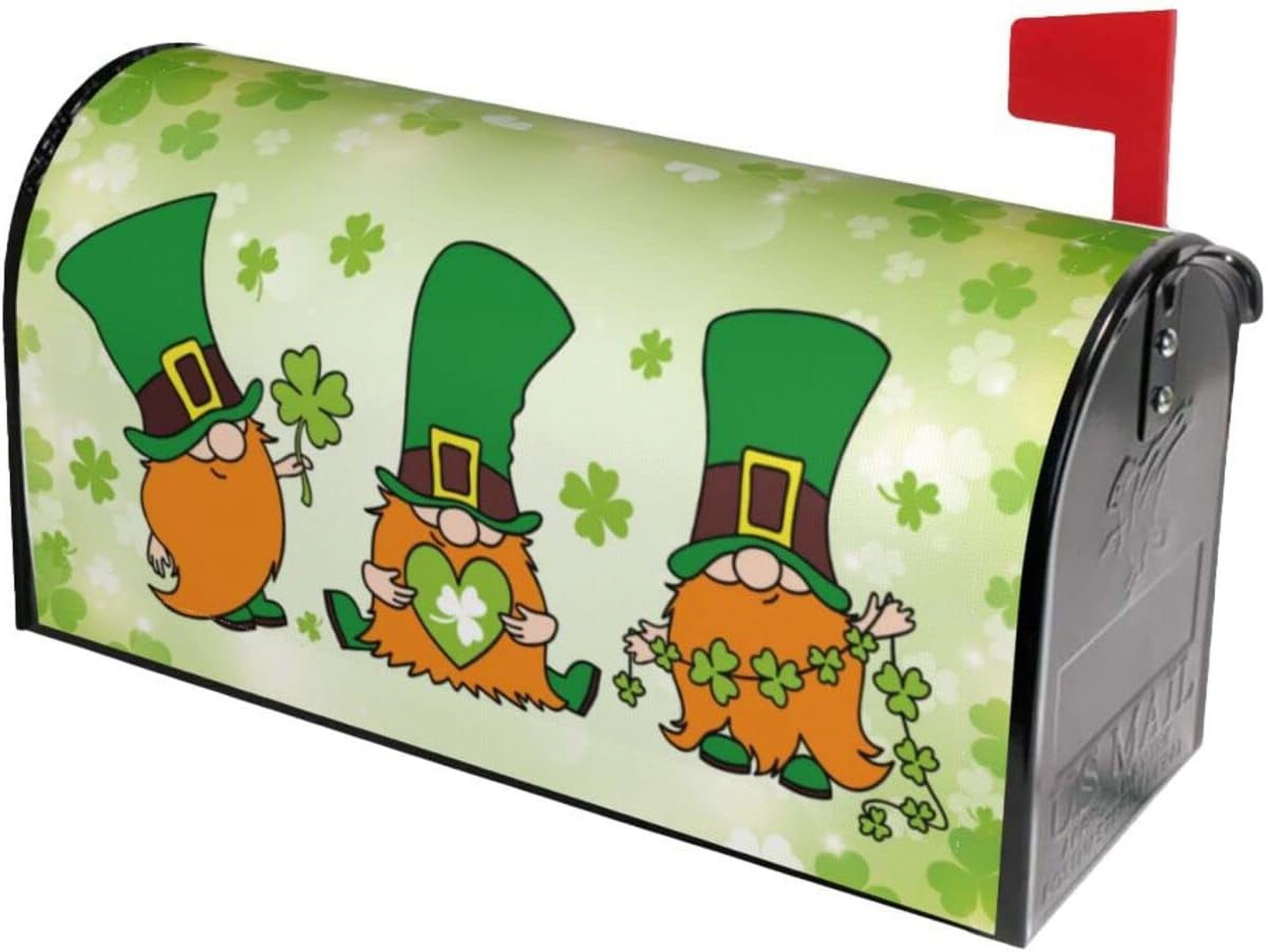 Green Hat Clover St Patrick''s Day Mailbox Magnetic Post Mailbox Cover Garden Decor Outdoor Large 25.5" X 21"