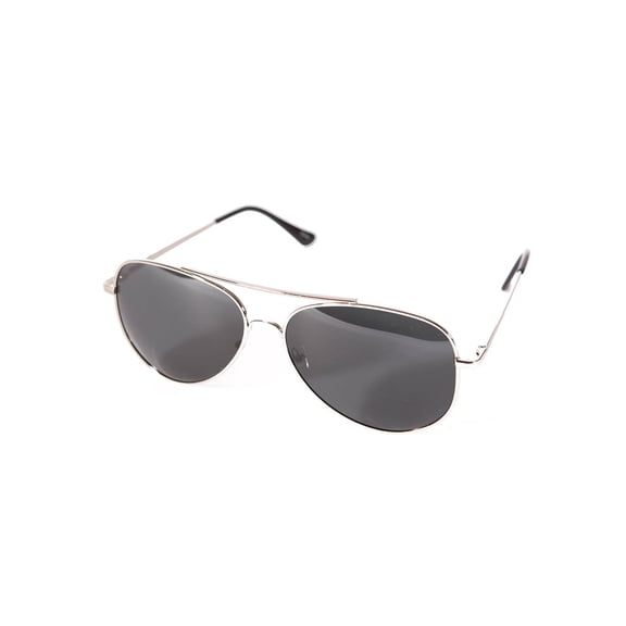 Basic Shadow Aviator Tinted Sunglasses GT Micro Pouch - Silver Frame