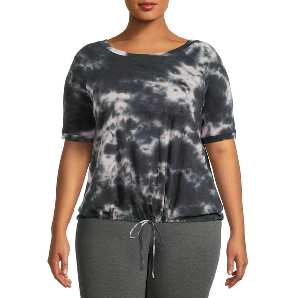 Terra Sky Plus Size Short Sleeve Raglan Drawcord T-Shirt -