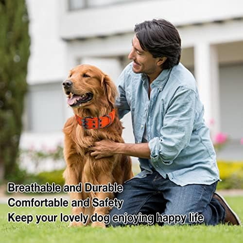 Reflective Dog Collar Heavy Duty Tactical with Control Handle and Metal Buckle for Dog Training(L,Orange)
