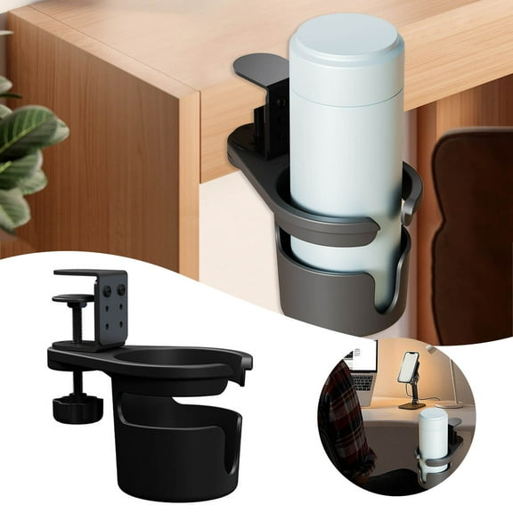 Desk Cup Holder Anti Spill 180° Rotating Under Table Water Bottle Stand Coffee Mug Storage Rack Clamp