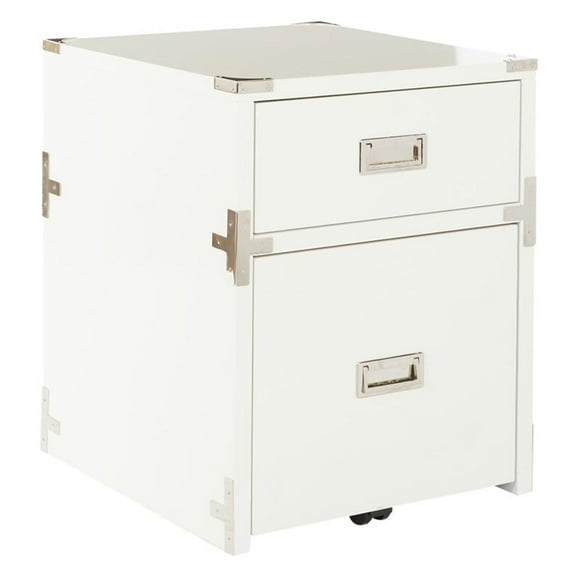 Wellington 2 Drawer File Cabinet in White Engineered Wood Fully Assembled
