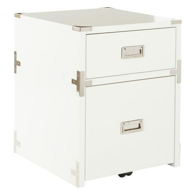 Wellington 2 Drawer File Cabinet in White Engineered Wood Fully Assembled