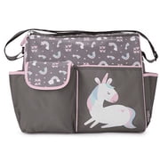 Baby Boom Adjustable Shoulder Strap Tote Diaper Bag with Insulated Pockets, Gray