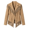 thumbnail image 4 of Hulanddfd Mens Jacket Faux Suede Fringe Coat, Collared Long Sleeve Outerwear with Pockets, Casual Western Wear, 4 of 5