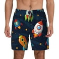 thumbnail image 3 of Uemuo Spaceships and Stars Pattern Mens Swim Trunks Quick Dry Board Shorts with Mesh Lining, Stretch Beach Shorts Quick Dry No-Chafing Board Shorts-Small, 3 of 9