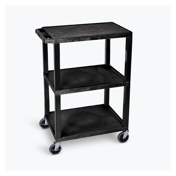 Tuffy Utility Cart - 3 Shelf Rolling Cart, 300lb Capacity, NSF Certified - Heavy Duty Storage for Projectors, TVs, Laptops, Warehouse, School, Kitchen Black