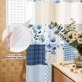 thumbnail image 3 of No Hook Shower Curtain, Blue Floral Shower Curtains for Bathroom with See Through Top Window, Spring Flowers Plants Patchwork Grid Bohemia Waterproof & Washable Bath Curtain Small Stall 36"x78", 3 of 9