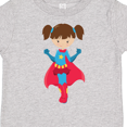 thumbnail image 4 of Inktastic Superhero Girl, Cute Girl, Brown Hair, Red Cape Girls Toddler T-Shirt, 4 of 5