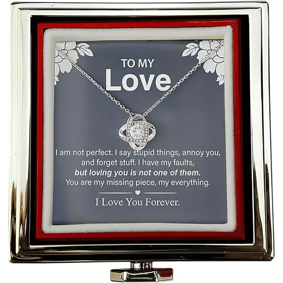 Eternal Rose Rotating Gift Box Jewelry Box, Preserved Red Rose with To My Love Necklace, Gifts for Her, Wife, Girlfriend, Wife, Rose Gifts for Women Gifts Idea