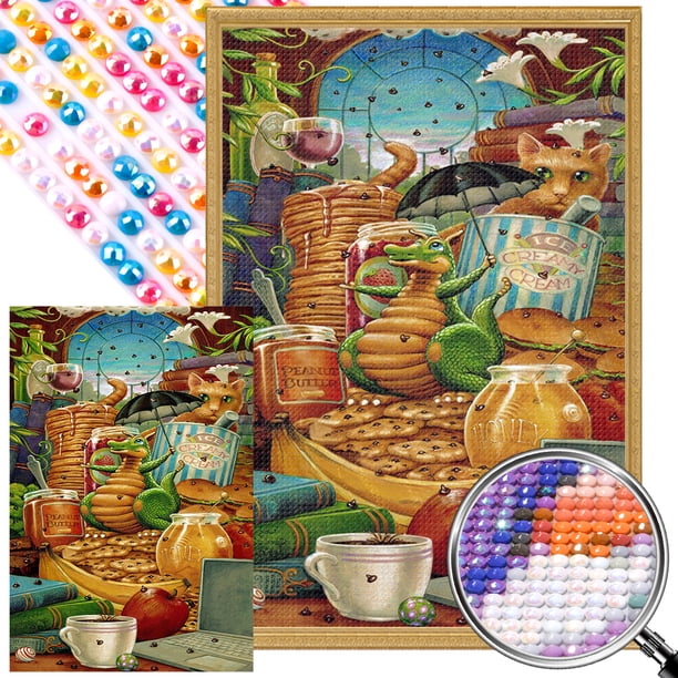 ZQS3602-AB Diamante AB parcial Diamante Dibujos animados Pequeño dragón verde Serie Diamante Resina 40 * 60 CM Tamaño del lienzo 45 * 65 CM