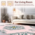 thumbnail image 2 of ODIKA 6' Machine Washable Non-Slip Area Rug, Wildflower Vine Medallion Motif with Boho Lattice and Vintage Scrollwork High Traffic Rug, Pink, 241064, 2 of 7