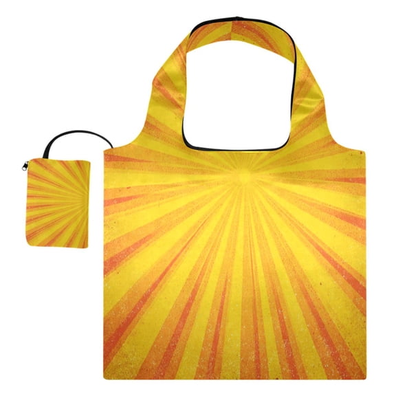 Large Capacity Print Tote Bag,Lightweight Portable Foldable Shopping Bag Yellow and Orange Background