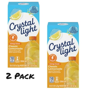 (2 Pack) Crystal Light OTG Energy Boost Classic Lemonade 10 Count (75 MG Caffeine)
