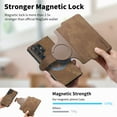 thumbnail image 5 of Case Wallet for Samsung Galaxy S22 Ultra Wallet Case, Magnetic Detachable Leather Flip Case Card Holders, Kickstand Function Shockproof Protective Women Men Phone Cover,Brown, 5 of 10