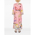thumbnail image 2 of Lantern sleeve abstract art cotton and linen print tie-waist dress, 2 of 5