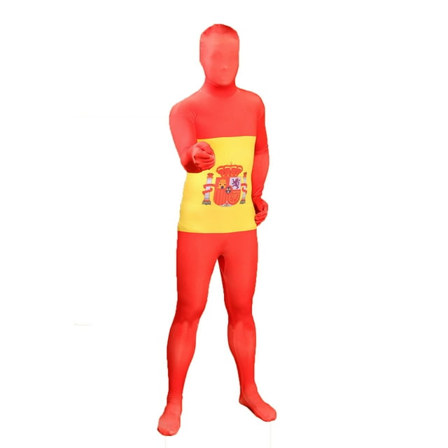 AltSkin Full Body Spandex/Lycra Suit - World Flag Design - SPAIN - Large