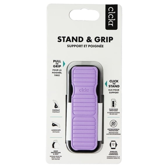 CLCKR Phone Grip and Stand for Phones Tablets and More - Lilac Pebbled Lines