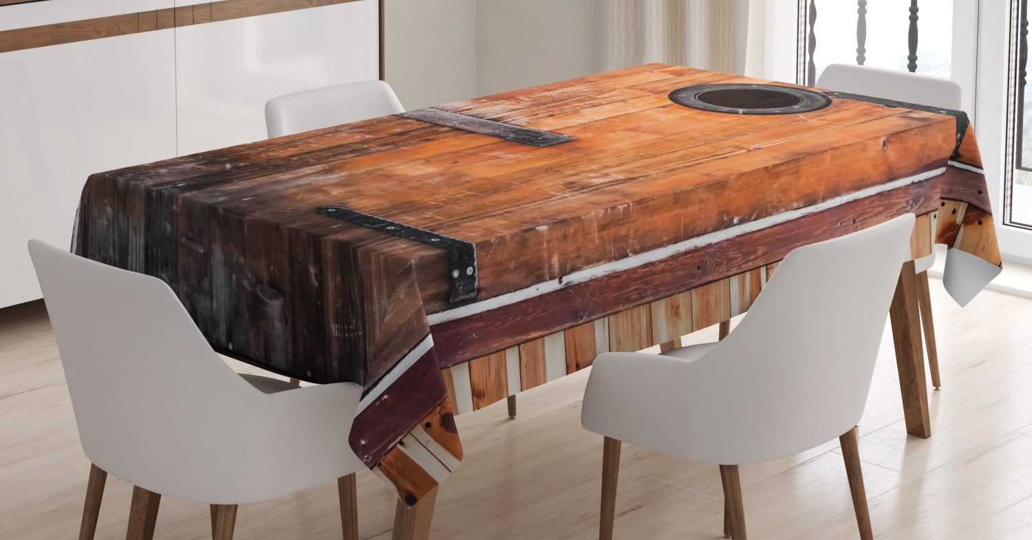 Rustic Tablecloth, Photograph of Antique Knotted Pine Wood with Control