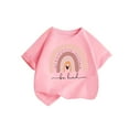 thumbnail image 2 of piuwrlz Short Shirts Sleeve Kids Girls T-Shirts Tops Fashionable Printed Round Neck Blouses Cotton T Shirt Top Pink Size 12-13 Years, 2 of 9
