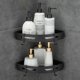 thumbnail image 2 of No-Drilling Corner Shower Shelf Aircraft Aluminum with 2 Hooks for Shower Self-adhesive Rustproof Holder for Bathroom Items 2 Pieces (Black), 2 of 4