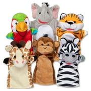 Melissa & Doug Safari Buddies Hand Puppets, Set of 6 (Elephant, Tiger, Parrot, Giraffe, Monkey, Zebra)