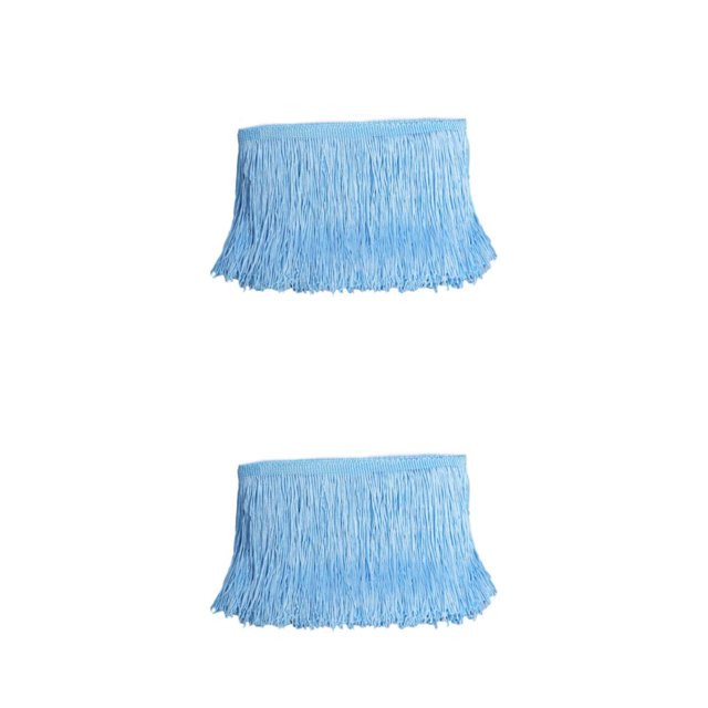 Sonducket el borde de flecos de poliéster más fino para manualidades y necesidades de ropa manualidades DIY ropa borla azul claro azul claro 2Conjunto