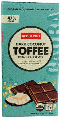 Alter Eco Organic Dark Chocolate 47% Cocoa Coconut Toffee 2.82 oz by Alter Eco