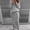 🔥 Gray, variant on Gifts USSUMA Flower-Pin Sweater And Midi Skirt Set Cable Knit Long Sleeve Round Neck Two-Piece Cozy Matching Outfit For Office Casual Seasonal Layering And Weekend Wear