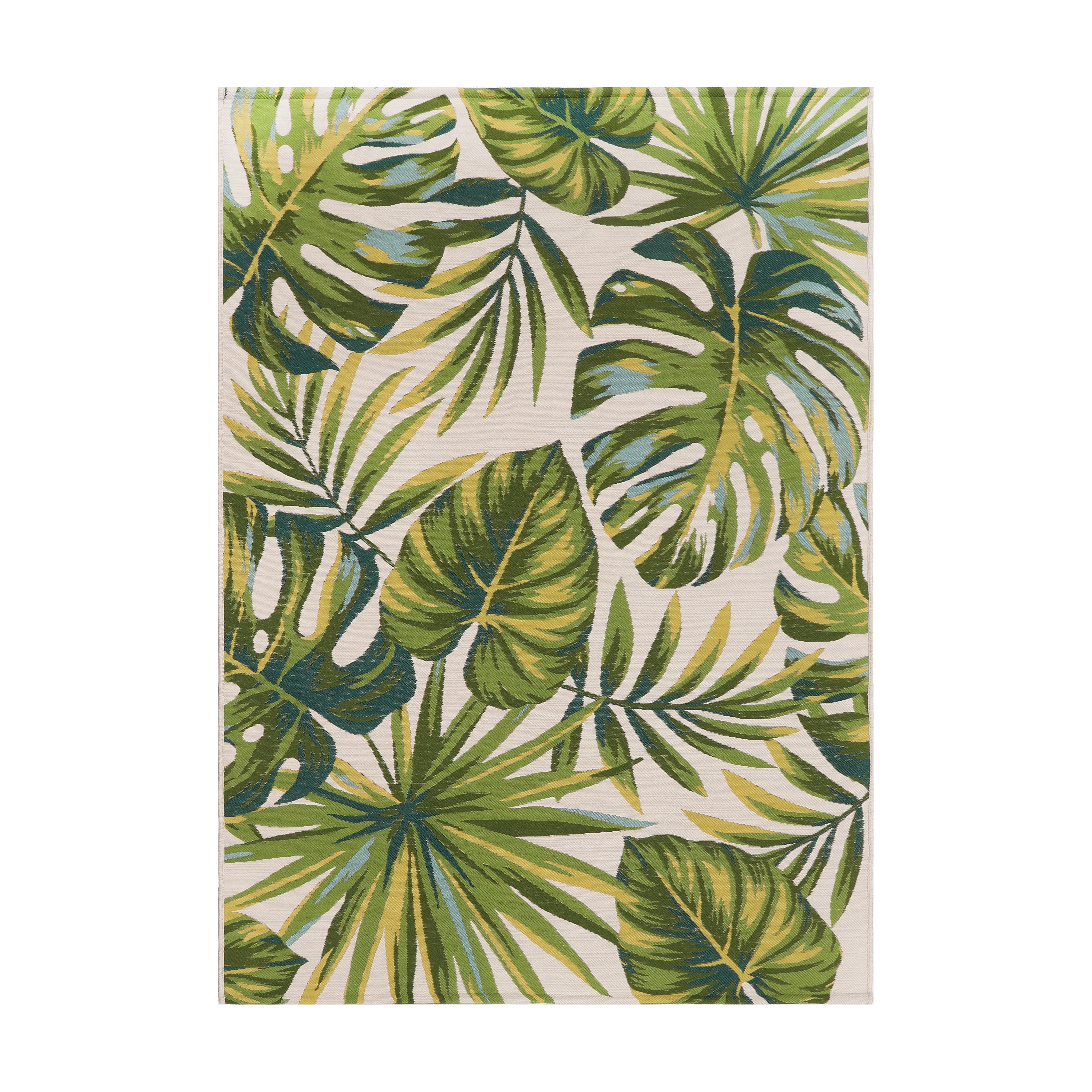 Outdoor Patio Deck Porch Printed Rug Tropical Palm Leaves Runner Rug 