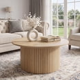 thumbnail image 1 of 31.5 Inch Round Coffee Table, Small Fluted Circle Accent Center Table with Metal Frame for Living Room, 1 of 8