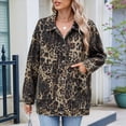 thumbnail image 4 of Chaqueta Vaquera de Mujer, Estilo Boyfriend, Extragrande, con Botones, Larga, Aberturas Laterales Estampado de Leopardo M, 4 of 9