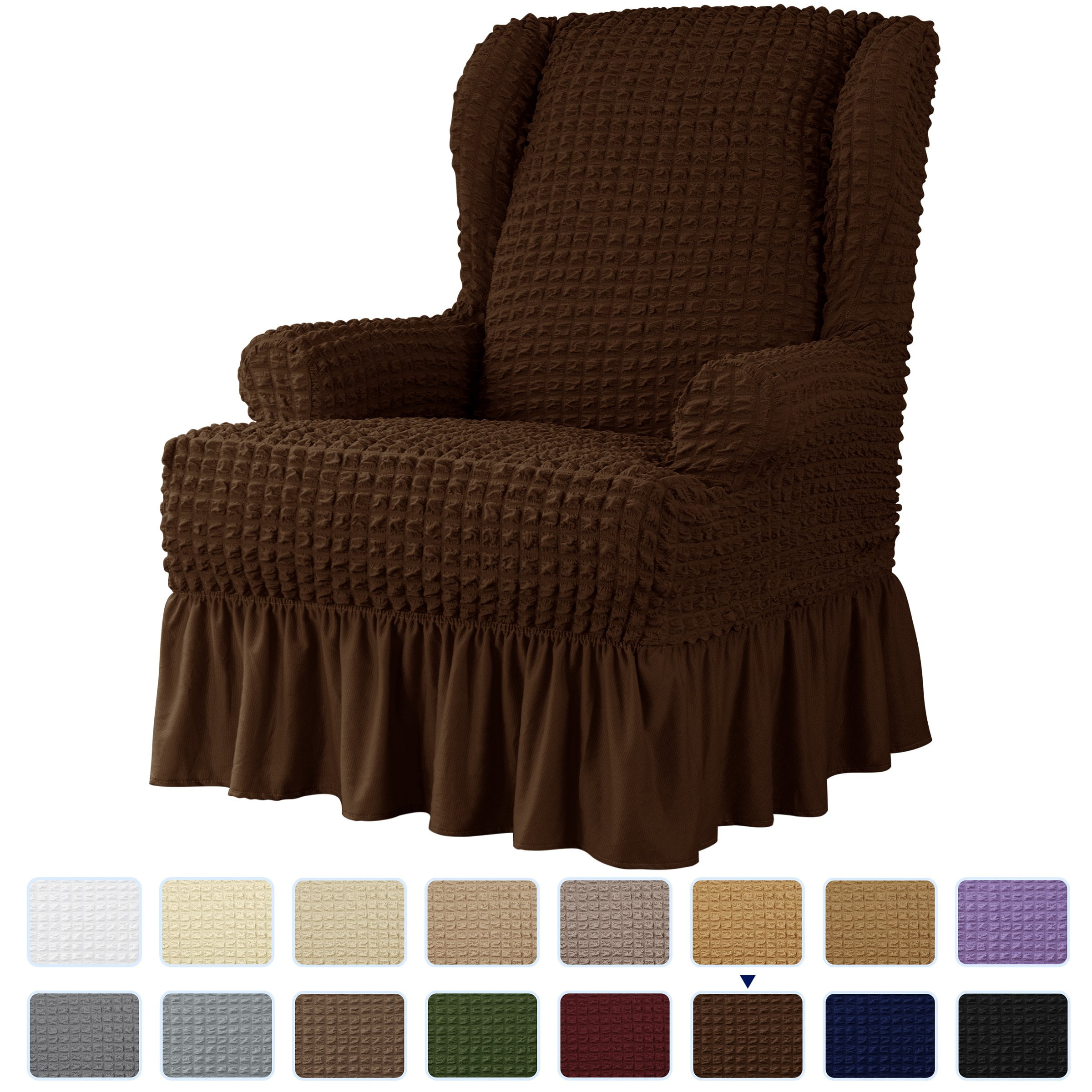 skirted wingback chair