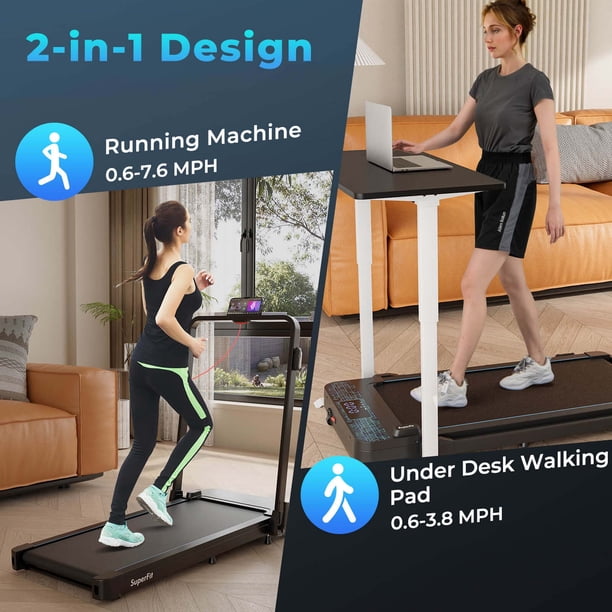 Costway 2 in 1 Folding Treadmill Walking Pad with Remote & APP