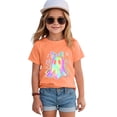 thumbnail image 4 of mgoYE Toddler Girl Halloween T-Shirt Colorful Bow Ghost Graphic Shirts Kid Short Sleeve Tees Spooky Season Outfits Tops(Orange,3-4 Years), 4 of 5