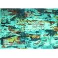 thumbnail image 1 of Ahgly Company Machine Washable Indoor Rectangle Abstract Turquoise Blue Contemporary Area Rugs, 6' x 9', 1 of 4