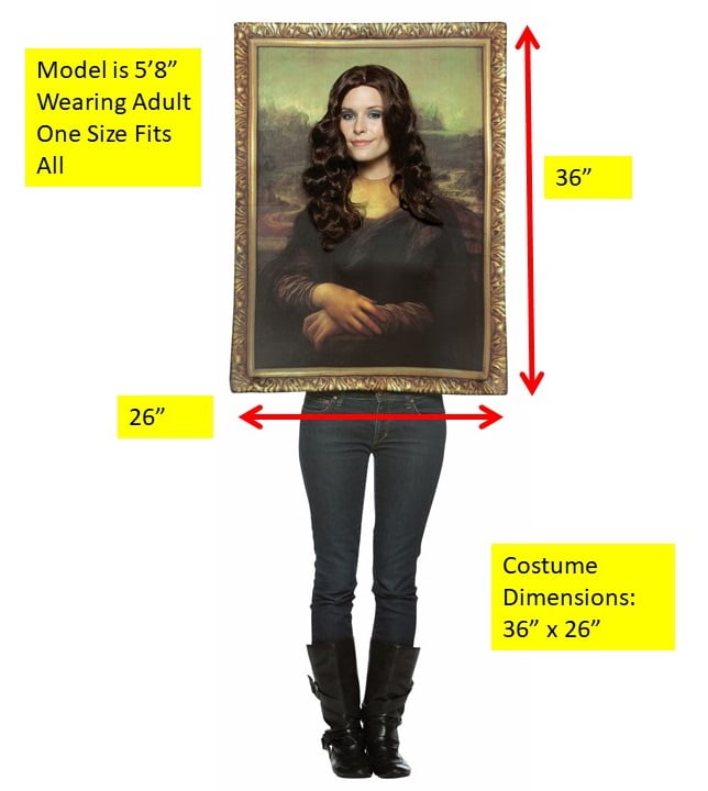 Mona Lisa Halloween Costume Men's and Women's, Adult One Size, Multicolor, by Rasta Imposta