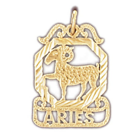Aries Zodiac Pendant - Yellow Gold-plated 925 Sterling Silver 21mm Zodiac - Aries Pendant (1.105 gram weight)