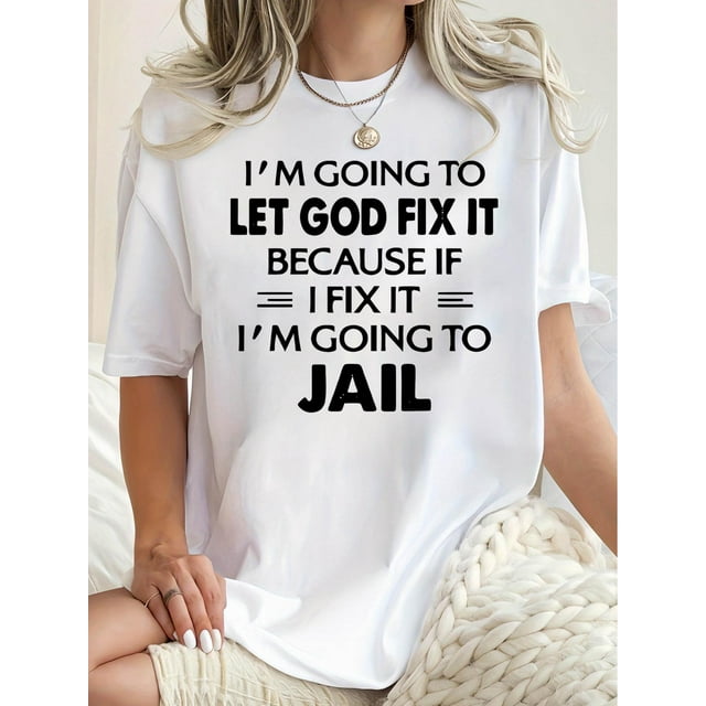 Women's Casual Letter Print T-Shirt - Comfy Crew Neck, Short Sleeve, Stretchy Polyester Blend, Machine Washable - Perfect for Summer & Everyday Fashion