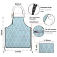 thumbnail image 3 of Light Blue Geometric Quatrefoil Pattern Apron-Garden Aprons for Women with Pockets-Cotton Linen Waterproof Kitchen Cooking Gardening Aprons Adjustable for Kitchen,Cooking,BBQ and Salon 33x27 Inch, 3 of 7