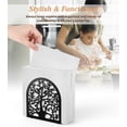 thumbnail image 4 of Servilletero de mesa de diseño de pájaro de árbol, organizador de servilletas de papel de mesa de metal, dispensador de pañuelos independientes para encimeras de cocina, comedor, picnic Feliz Sencillez, 4 of 5