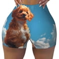 thumbnail image 2 of Balery Blue Sky Cloud Puppy Printed Workout Shorts for Women Seamless Scrunch Short Gym Yoga Running Sport Active Exercise Fitness Shorts-XX-Large, 2 of 8