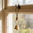 thumbnail image 6 of 2 Pcs Brass Hanging Bell for Door Knob, Vintage Gold Door Hanger Bell on Leather Rope, Small Entry Doorbell Chime for Front Door and Home, Shop Garden Christmas Decor, Home Decorative Objects, 6 of 8