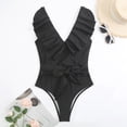 thumbnail image 2 of Women's Bikini Swimsuit Ruffles Two Pieces Bikini Set, Black XL, 2 of 5