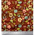 thumbnail image 1 of Soimoi Red Cotton Jersey Fabric Leaf Floral Print Fabric by the Yard 58 Inch Wide, 1 of 3
