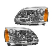 Headlight Assembly Set Halogen with Bright Bezel - Compatible with 2004 - 2012 Mitsubishi Galant 2005 2006 2007 2008 2009 2010 2011
