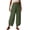 Army Green, variant on Womens Smoked Waist Wide Leg Trousers Side Split Boho Beach Pants with Pockets Summer Solid Flowy Swing Slacks White